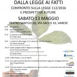 Sabato 13 maggio 2017 “DALLA LEGGE AI FATTI” confronto sulla L.112/2016 e prospettive future Sabato 13 maggio 2017 “DALLA LEGGE AI FATTI” confronto sulla L.112/2016 e prospettive future